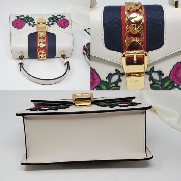 100% Auth Gucci Sylvie Mini White CrossbodyBag New - Picture 4 of 8